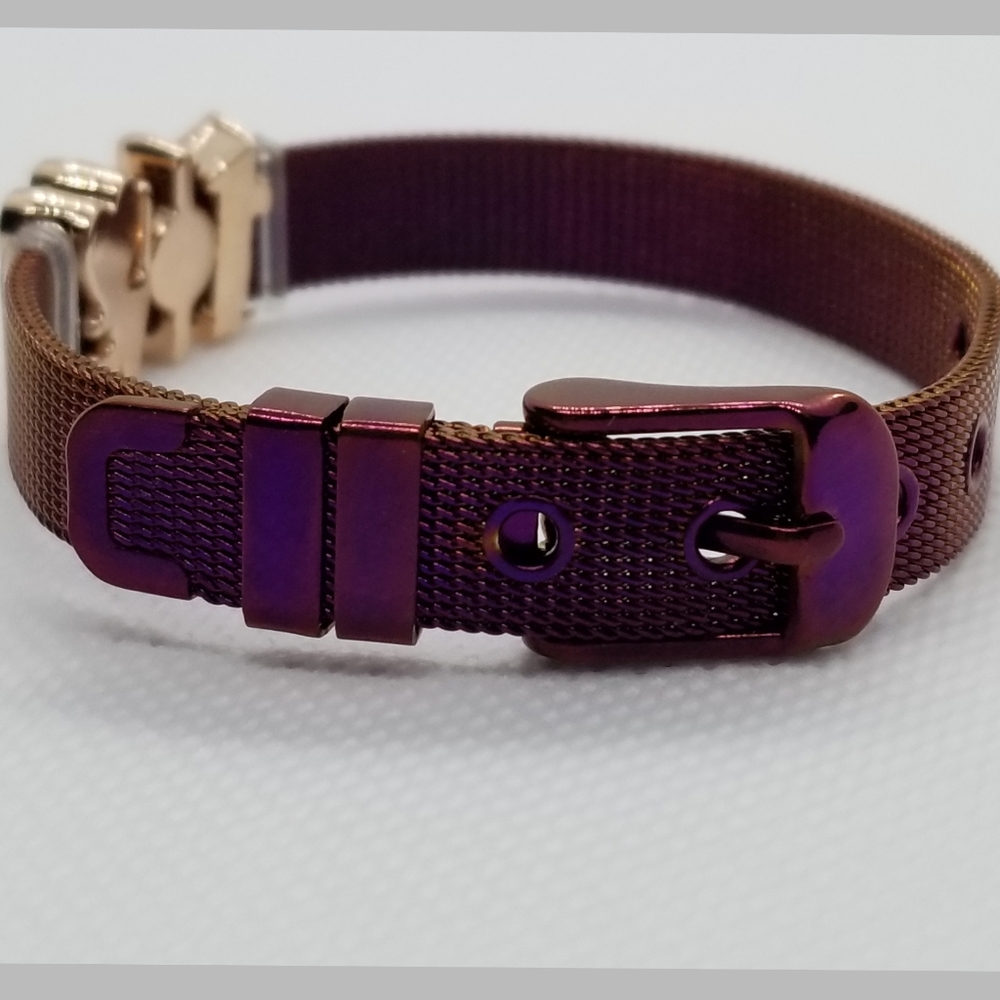 🧡5⭐ Family Charm Purple Mesh Bracelet - Picture 3 of 7